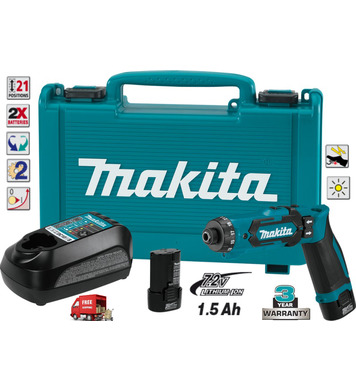   Makita DF012DSE - 7.2V/1.5Ah Li-Ion