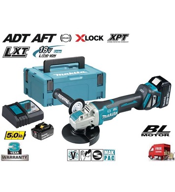   Makita DGA519RTJ - 18V/5.0Ah Li-Ion