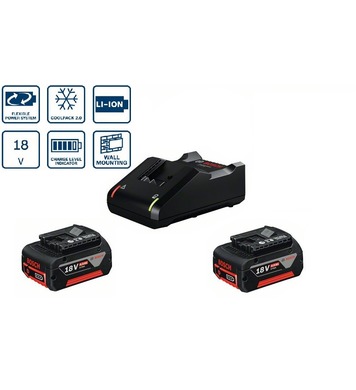   Bosch 2x GBA 18V 4,0Ah + GAL 18V-40 Profess