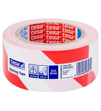 Сигнално-маркировъчна лента Tesa за подове, червено и бяло, 