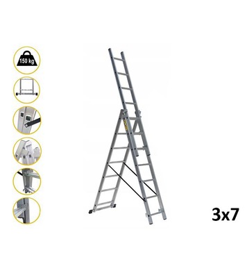 Професионална трираменна алуминиева стълба Drabest 03090307 