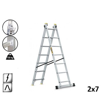 Професионална двураменна алуминиева стълба Drabest 03090207 