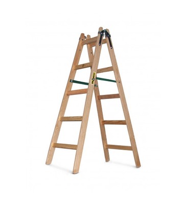 Дървена двураменна стълба Drabest 0383315 - 1.53м, 2х5бр.
