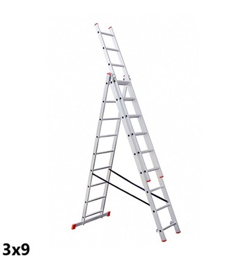 Трираменна алуминиева стълба STS B10B3/250 - 3х9, 150kg