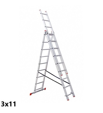 Трираменна алуминиева стълба STS B10B3/300 - 3х11, 150kg