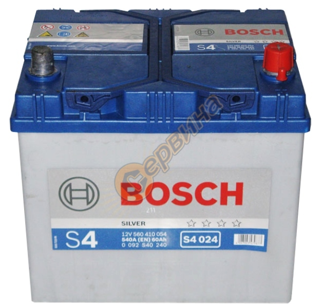 Стартерен акумулатор Bosch S4 024 Asia R+ 0092S40240 - 12V/60Ah ...