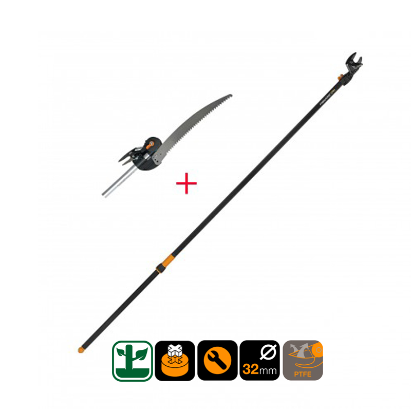 Комплект резачка за високи клони UP84 с приставка трион UP80 Fiskars ...