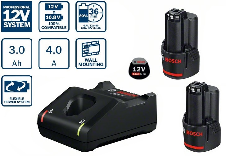 Bosch Professional GAL 12V-40 + 2x GBA 12V 3.0Ah 1600A019RD